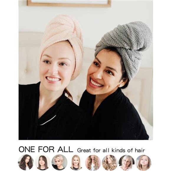 2 Packs Large Microfiber Hair Towels for Women, Super Absorbent & Quick Dry - Picture 5 of 14